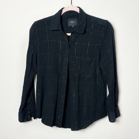 Rails Hunter Plaid Button Down Shirt in Black With Metallic Details sz XS - Picture 1 of 10